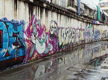 Graffiti on wall in city