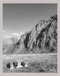 Scenic view of mountains against clear sky