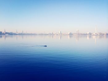 View of calm sea against clear sky