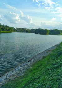 Scenic view of lake against sky