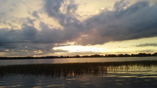 Scenic view of sea against cloudy sky