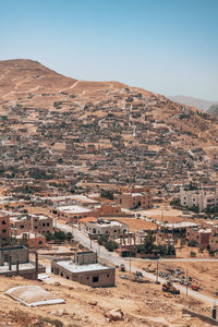 High angle view of townscape against sky