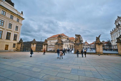 Group of people in front of building