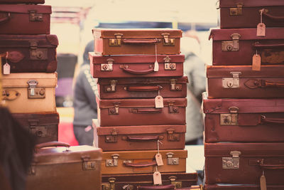 Stacked suitcases for sale