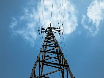 Low angle view of electricity pylon