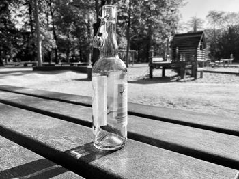 Close-up of empty glass on table