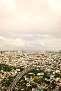 High angle view of cityscape against sky