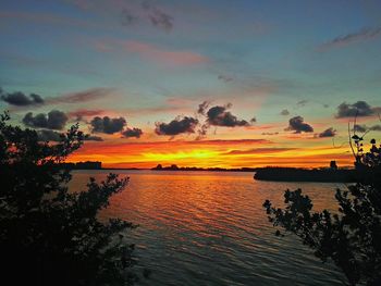 Scenic view of sea at sunset