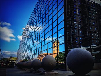 Metallic structure against sky