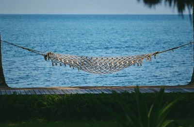 Close-up of sea against clear sky