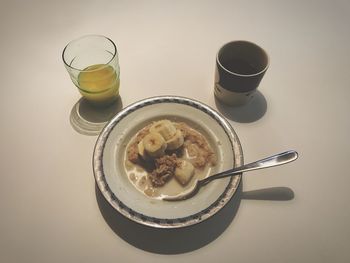 High angle view of breakfast