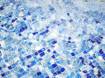 Full frame shot of blue water in swimming pool