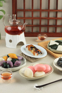 Songpyeon, half moon shape korean rice cake popular for korean mid autumn festival or chuseok. 