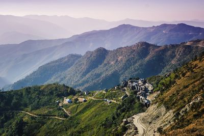 Scenic view of mountains against sky
