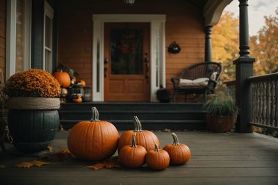 Close-up of pumpkins on table