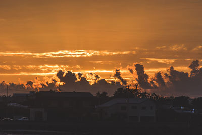 Silhouette buildings against sky during sunset