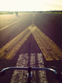 Person riding bicycle on road