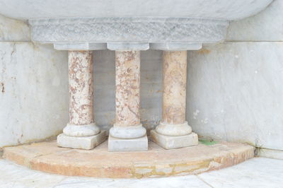 Small columns against wall of historic building