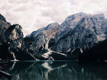 Reflection of mountain in lake against sky