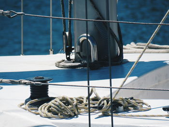 Close-up of rope tied to boat