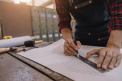 Man working on table