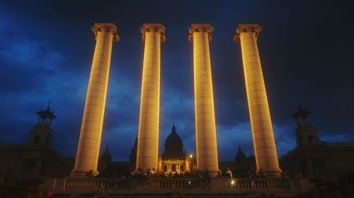 Low angle view of historical building against sky at night