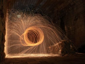 Illuminated light painting at night