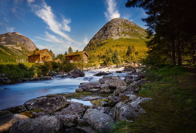 Cabins near Øvstestølbrua, valldal, norway