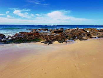 Scenic view of beach against sky