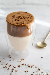 High angle view of coffee on table