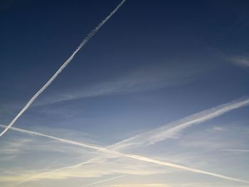 Low angle view of vapor trail in sky