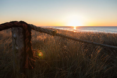 Scenic view of land during sunset