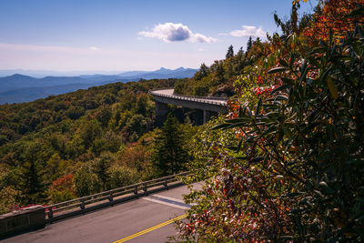 Road by bridge against sky