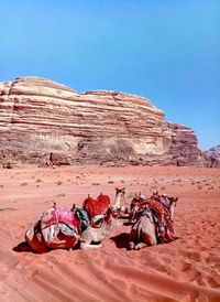 View of rock formations in desert