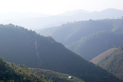 High angle view of valley against sky