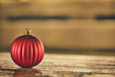 Christmas ornament on wooden table