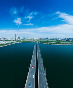 Panoramic view of bridge over river against sky