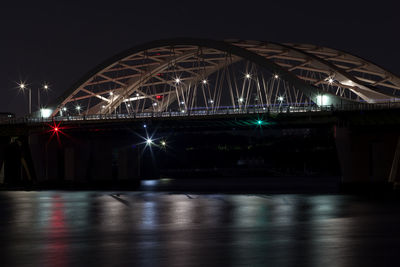 Bridge by han river in city at night