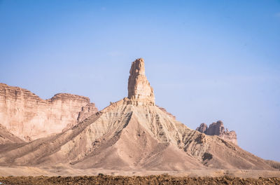 Low angle view of rock mountain against sky