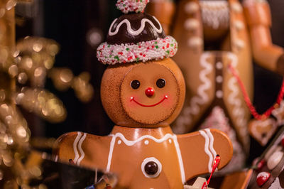 Close-up of artificial gingerbread man