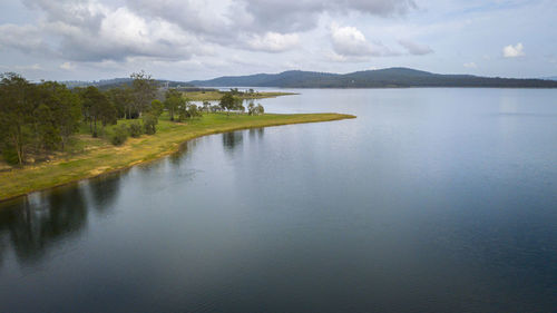 Scenic view of lake against sky