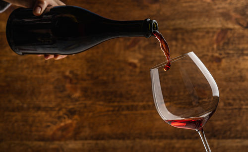 Close-up of wineglass on table