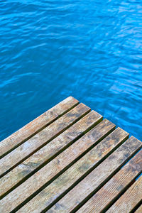 High angle view of swimming pool by lake