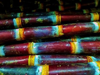 Full frame shot of sugarcanes for sale