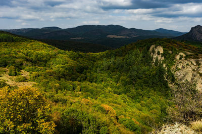 Famous birtvisi canyon landmark with medieval castle hidden between slopes of mountain of canyon