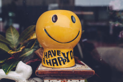 Close-up of yellow birthday cake