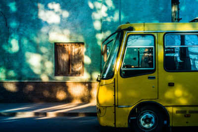 Yellow car on street