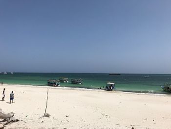 Scenic view of beach against clear sky