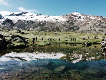Scenic view of lake and mountains