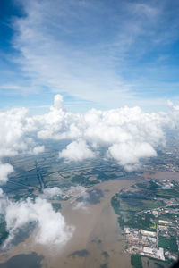 Aerial view of mountains against sky